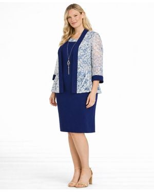 R & M Richards Plus Size Scoop Neck Dress & Jacket - Blue