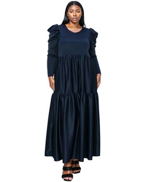 L I V D Plus Size Isabel Tiered Maxi Dress - Blue