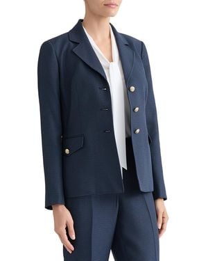 Kasper Petite Notch Collar 3-button Padded Blazer - Blue