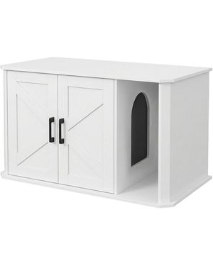 Homfan Wooden Cat Litter Box Enclosure - Gray