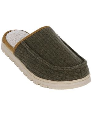 Isotoner Ribbed Knit Clog Slippers - Green