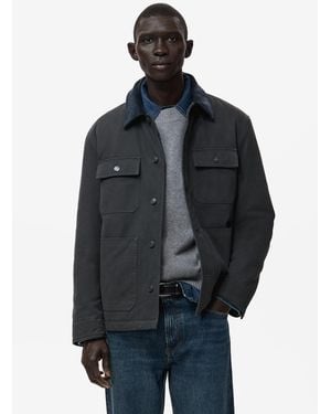 Mango Corduroy Collar Quilted Jacket - Blue