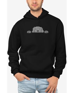 LA Pop Art Peeking Dog Word Art Hooded Sweatshirt - Black