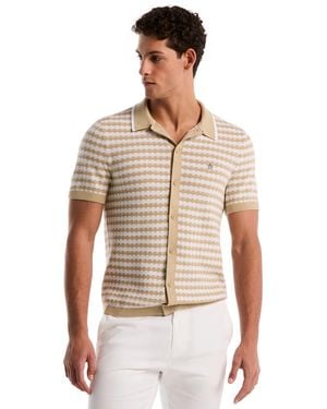 Original Penguin Crochet Like Cotton Sweater - White