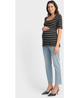 Seraphine Maternity Square Neck T-shirt - Blue