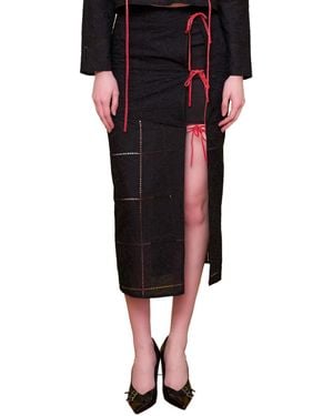 Pcfg The Broderie Anglaise Edit Embroidered Slit Maxi Skirt - Black