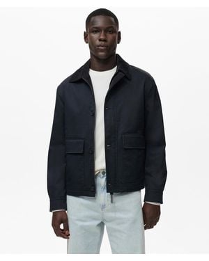Mango Pockets Water-repellent Jacket - Blue