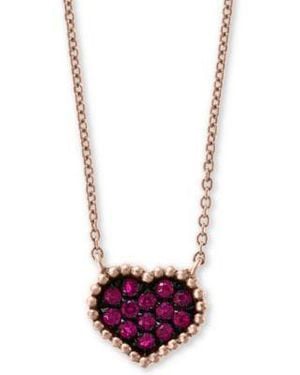 Effy Effy Ruby Cluster Beaded Heart Pendant Necklace Stud Earrings 1 4 Ct. T.w. In 14k - White