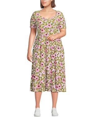 Lands' End Plus Size Silky Knit Sweetheart Midi Dress - White