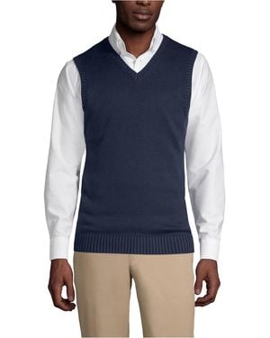 Lands' End Cotton Modal Sweater Vest - Blue