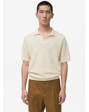 Mango Short-sleeve Knitted Polo Shirt - Natural