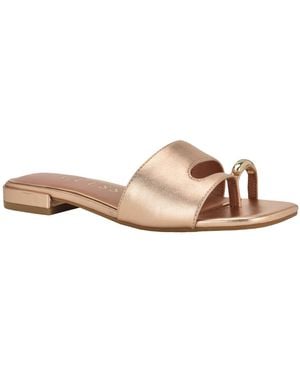Guess Tablita Embellished Toe Flat Slip-on Sandal - Metallic