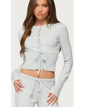 Edikted Embryn Button Up Knit Cardigan - Gray