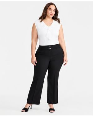 Kasper Plus Size Double-button Bootcut Pants - Black