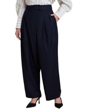 Eloquii Pleated Straight Leg Trouser - Blue