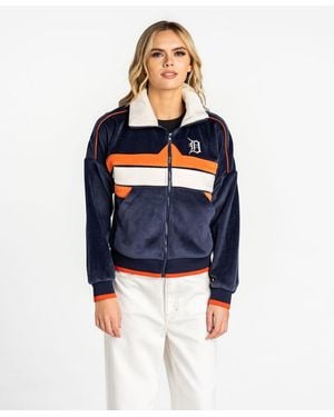 The Wild Collective Detroit Tigers Velvet Cord Full-zip Jacket - Blue