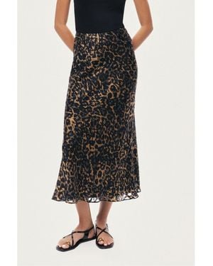 Nocturne Printed Leopard Midi Skirt - Black