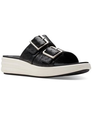 Clarks Drift Buckle Slip-on Slide Wedge Sandals - White