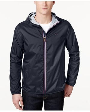 Tommy Hilfiger Men's Zip-front Hooded Windbreaker - Blue