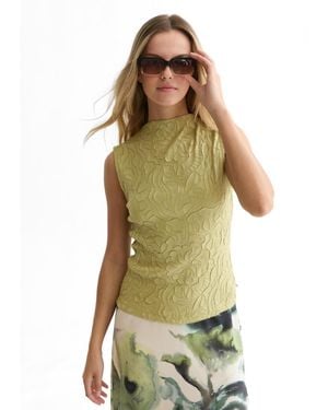 Scotch & Soda Embossed Pleat Mock Neck Tank - Green
