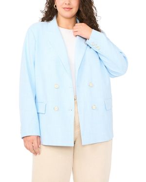 Vince Camuto Plus Size Double Breasted Flap Pocket Blazer - Blue