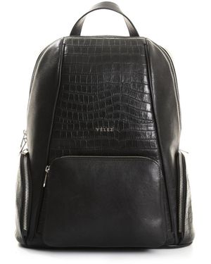 Velez Embossed Leather Backpack - Black
