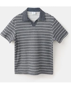 Mango Regular Fit Cotton Striped Polo Shirt - Blue