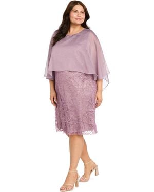 R & M Richards Plus Size Novelty Glitter Short Dress - Red