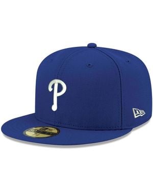 KTZ Philadelphia Phillies Logo White 59fifty Fitted Hat - Blue