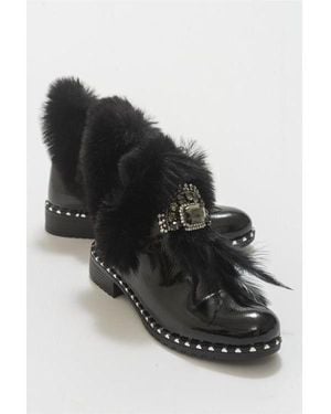 Prologue Shoes Polina Fur Boot () - Black