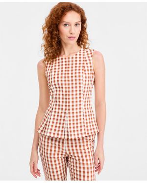 Tahari Petite Peplum Sleeveless Blouse - Red