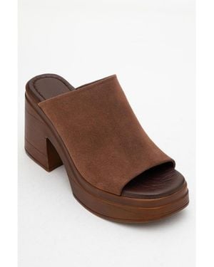 Forever & Always Shoes Nola Leather Platform Mules () - Brown