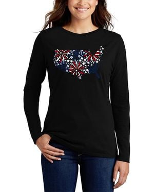 LA Pop Art Usa Fireworks Word Art Flowy T-shirt - Black