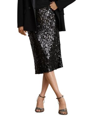 Ralph Lauren Sequined Midi Pencil Skirt - Black