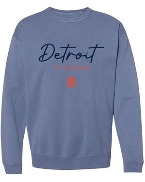 Soft As A Grape Detroit Tigers Pigment Dye Fleece-lined Crewneck Sweatshirt - Blue