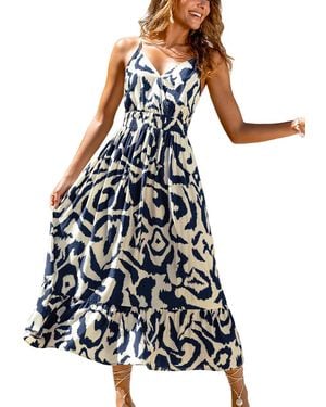 CUPSHE V-neck Smocked Waist Sleeveless Dress - White