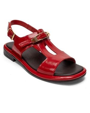 Forever & Always Shoes Auren Leather Buckle Sandal - Red