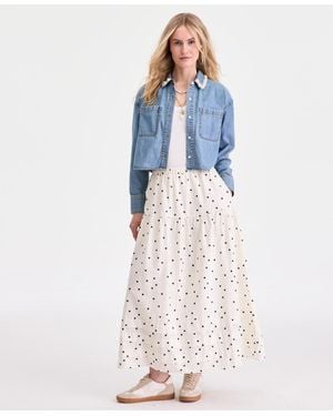 On 34th Dot-print Tiered Midi Skirt - Blue