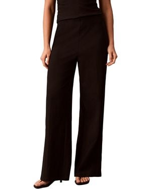 Calvin Klein High Waisted Pull On Wide Leg Pants - Black