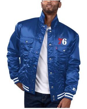 Starter X Levi's Philadelphia 76ers Silver Label Trucker Satin Full-snap Jacket - Blue