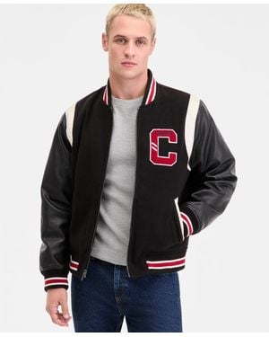 Champion Mixed-media Varsity Bomber Jacket - Black