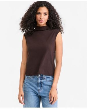 On 34th Funnel Neck Sleeveless T-shirt - Black