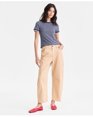 On 34th High-rise Twill Barrel-leg Pants - Blue