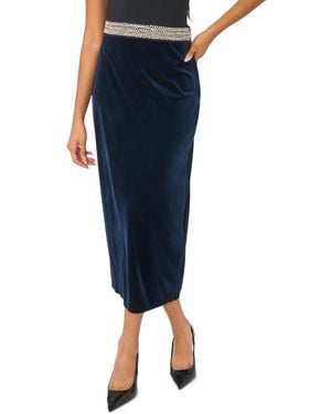 Msk High-waisted A-line Velvet Maxi Skirt - Blue