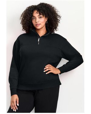 Avenue Plus Size Piper Half-zip Sweat Top - Black