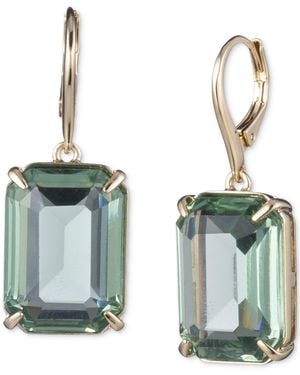 Ralph Lauren Gold-tone Color Crystal Rectangle Drop Earrings - Green