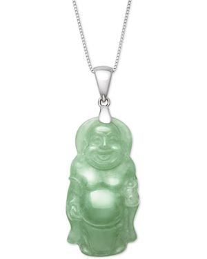 Macy's Dyed Green Carved Buddha 18" Pendant Necklace