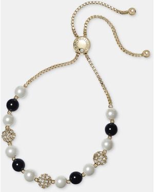 Charter Club Glass Pearl And Bead Slider Bracelet - White