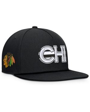 Fanatics Chicago Hawks Authentic Pro Rink Team Code Snapback Hat - Black