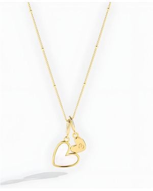 Mint & Lily Mother Of Pearl Heart Initial Necklace - Metallic